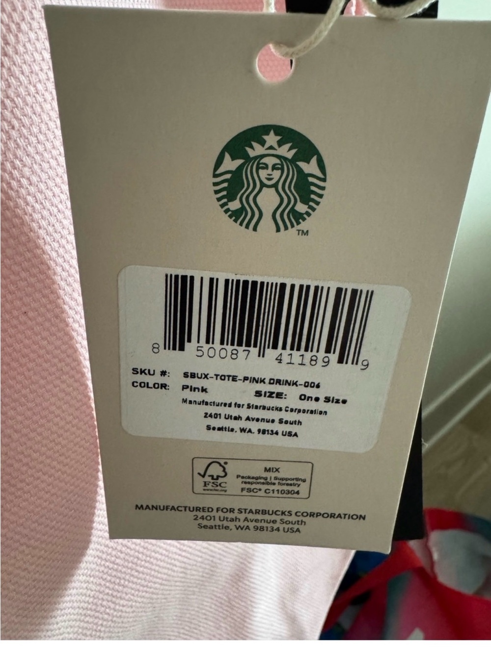 Starbucks Pink Bearista Graphic Tote - Picture 2 of 2
